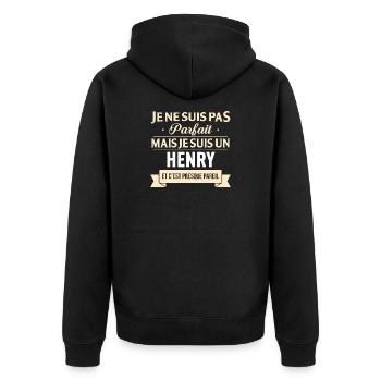 Je Ne Suis Pas Parfait Mais Je Suis Un Henry Et... - Veste à capuche bio Premium Unisexe - noir - Dos - Nico (187cm)