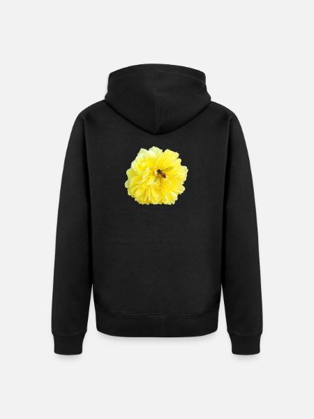 Yellow_Rose_-_Bee_Nature_Photography - Unisex Premium Organic Zip Hoodie - black