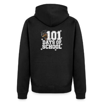 101 Tage Schule Dackel Brille Pfoten süß Kinder - Unisex Premium Bio Zip Hoodie - Schwarz - Hinten - Nico (187cm)