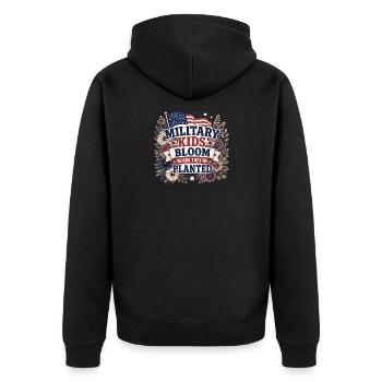 Militärkinder blühen dort auf, wo sie gepflanzt si - Unisex Premium Bio Zip Hoodie - Schwarz - Hinten - Nico (187cm)