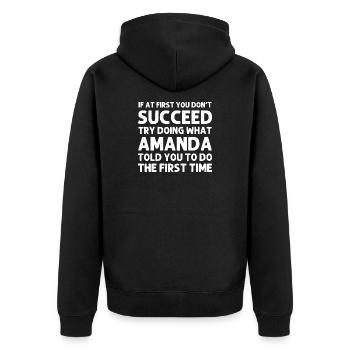 Amandas Herrschaft zum ersten Mal - Unisex Premium Bio Zip Hoodie - Schwarz - Hinten - Nico (187cm)