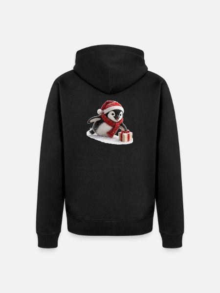 Weihnachts Pinguin - Unisex Premium Bio Zip Hoodie - Schwarz
