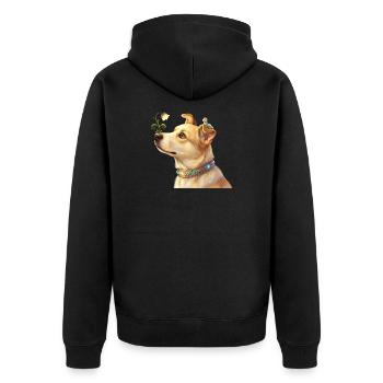 Fairy Dog with Magic Flower and Caterpillar - Unisex Premium Organic Zip Hoodie - black - Back - Nico (187cm)