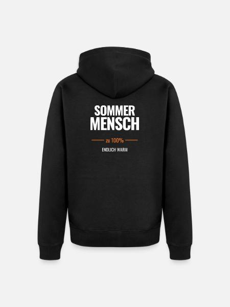 Sommermensch zu 100% Endlich warm - Unisex Premium Bio Zip Hoodie - Schwarz