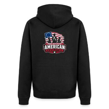 Proud Descendant of the American Revolution - Unisex Premium Organic Zip Hoodie - black - Back - Nico (187cm)