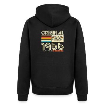 1966 Geburtstag Retro Jahrgang Vintage Geschenk - Unisex Premium Bio Zip Hoodie - Schwarz - Hinten - Nico (187cm)