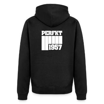 1957 - Unisex Premium Bio Zip Hoodie - Schwarz - Hinten - Nico (187cm)