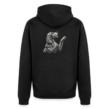 Irischer Zuspieler zieht Pfote hoch – Roter Zuspieler Hund Mama Papa - Unisex Premium Bio Zip Hoodie - Schwarz - Hinten - Nico (187cm)