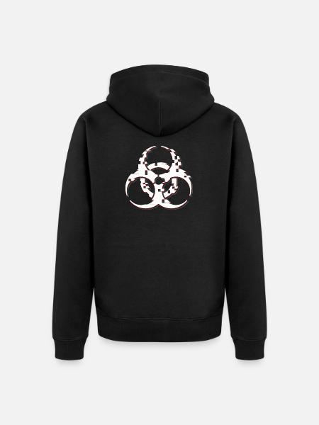 Biohazard-Glitch-Symbol - Unisex Premium Bio Zip Hoodie - Schwarz