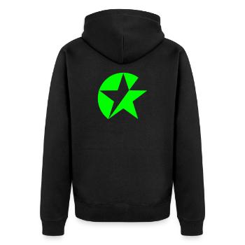Syndicalistic Star - Unisex Premium Bio Zip Hoodie - Schwarz - Hinten - Nico (187cm)