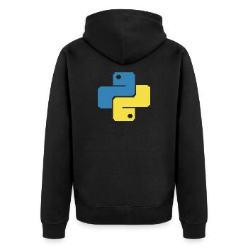 Python Pixelart - Unisex Premium Bio Zip Hoodie - Schwarz - Hinten - Nico (187cm)