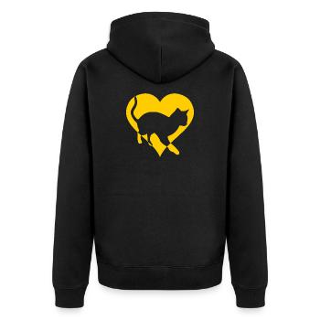 Katze Katze Mieze Geschenk Herz - Unisex Premium Bio Zip Hoodie - Schwarz - Hinten - Nico (187cm)