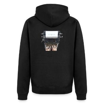 Inspire Typo Vintage Typewriter - Unisex Premium Organic Zip Hoodie - black - Back - Nico (187cm)