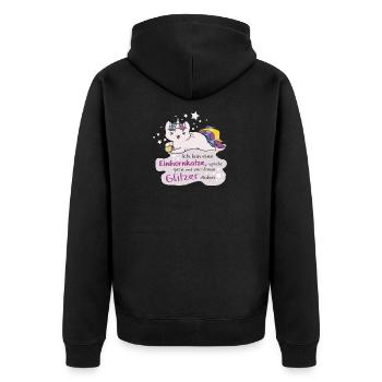 Kittykatacorn Einhornkatze - Unisex Premium Bio Zip Hoodie - Schwarz - Hinten - Nico (187cm)