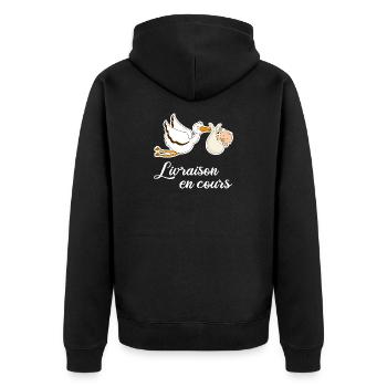 Livraison en cours cigogne grossesse - Veste à capuche bio Premium Unisexe - noir - Dos - Nico (187cm)