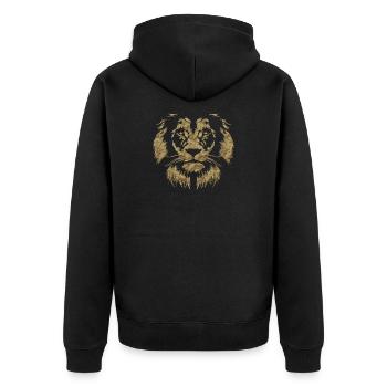 Classic Paper Lion Head - Unisex Premium Organic Zip Hoodie - black - Back - Nico (187cm)