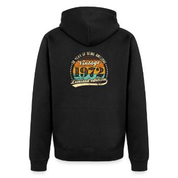 Vintage 1979 Limited Edition - Unisex Premium Bio Zip Hoodie - Schwarz - Hinten - Nico (187cm)