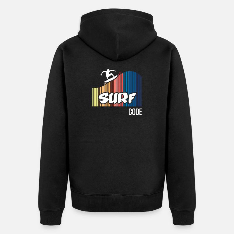Surf Code (dark) - Unisex Premium Organic Zip Hoodie - black