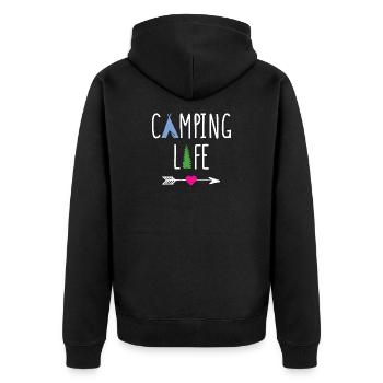 La vie en camping - Veste à capuche bio Premium Unisexe - noir - Dos - Nico (187cm)