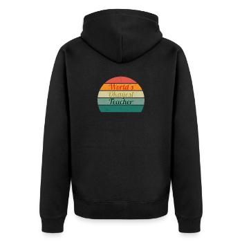 World's Okayest Teacher Retro Badge - Unisex Premium Organic Zip Hoodie - black - Back - Nico (187cm)