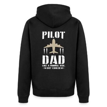 Pilot for Dad - Unisex Premium Organic Zip Hoodie - black - Back - Nico (187cm)