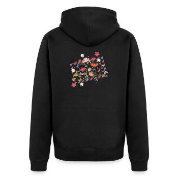 floral airmail frame with beautiful flowers - Unisex Premium Organic Zip Hoodie - black - Back - Nico (187cm)