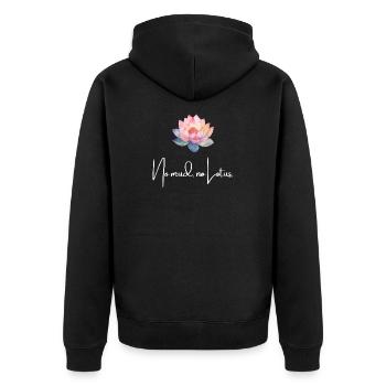 Kein Schlamm Kein Lotus Achtsamkeits-Lotusblumen-Shirt - Unisex Premium Bio Zip Hoodie - Schwarz - Hinten - Nico (187cm)