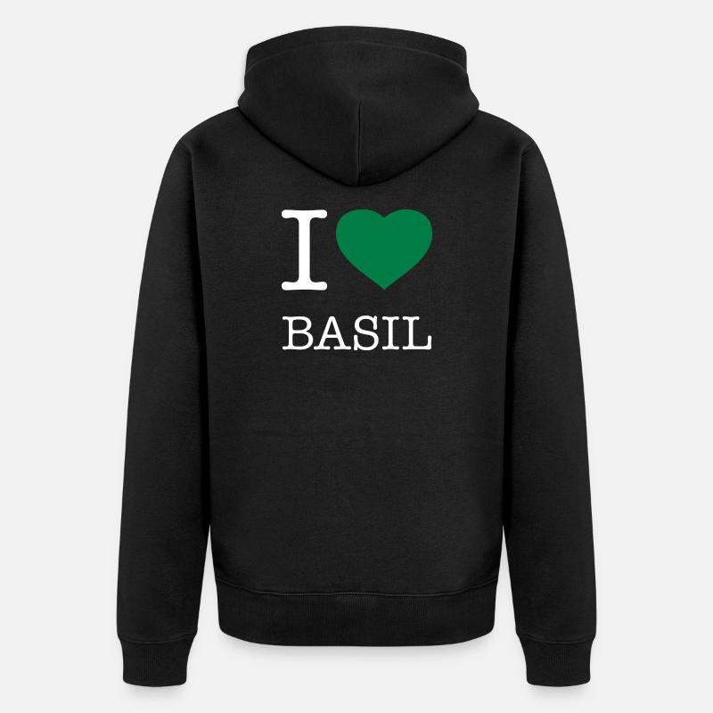 I LOVE BASIL Basilikum - Unisex Premium Bio Zip Hoodie - Schwarz
