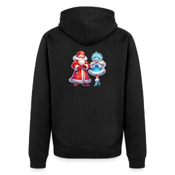 Ded Moroz Snegurotschka russischer Weihnachtsmann - Unisex Premium Bio Zip Hoodie - Schwarz - Hinten - Nico (187cm)