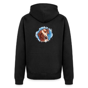 Hund SAVEBRACKE Jagdhund türkis Aquarell Design  - Unisex Premium Bio Zip Hoodie - Schwarz - Hinten - Nico (187cm)