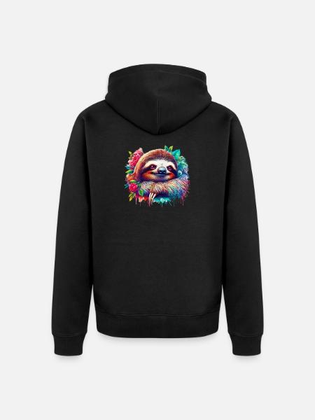 Sloth - Unisex Premium Organic Zip Hoodie - black