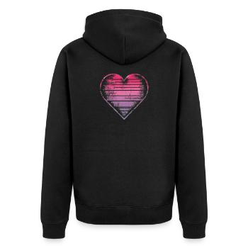 Pastell-Aquarell-Herz-Design - Unisex Premium Bio Zip Hoodie - Schwarz - Hinten - Nico (187cm)