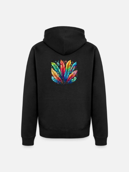Feather Feather Pen Pens - Unisex Premium Organic Zip Hoodie - black