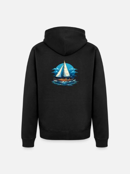 Segelboot im Meeresrauschen - Unisex Premium Bio Zip Hoodie - Schwarz