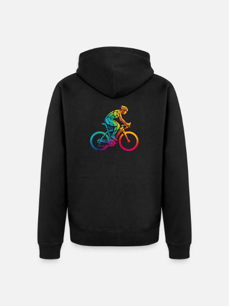 Vibrant Rainbow Cycling Art - Unisex Premium Organic Zip Hoodie - black