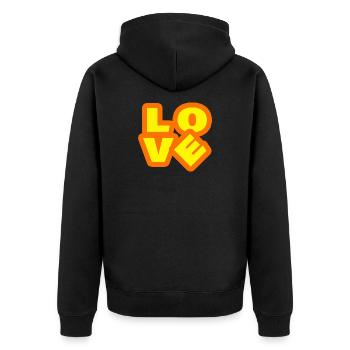 LOVE - Unisex Premium Bio Zip Hoodie - Schwarz - Hinten - Nico (187cm)