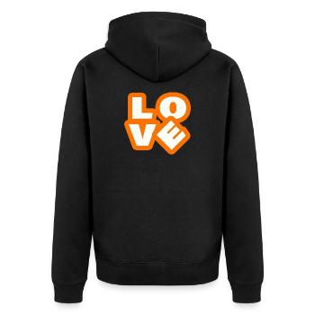 LOVE - Unisex Premium Bio Zip Hoodie - Schwarz - Hinten - Nico (187cm)
