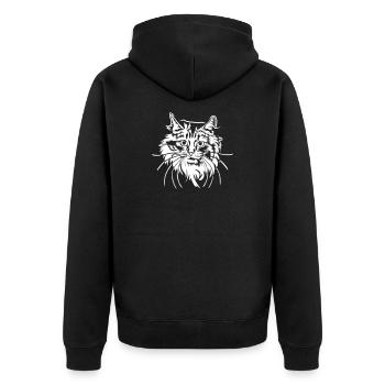 Norwegische Waldkatze "Black Edition" - Unisex Premium Bio Zip Hoodie - Schwarz - Hinten - Nico (187cm)