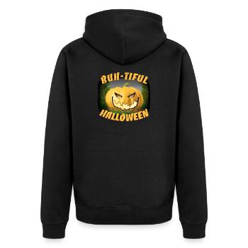 Halloween Kürbis - Unisex Premium Bio Zip Hoodie - Schwarz - Hinten - Nico (187cm)