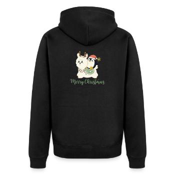 Merry Christmas - Alpaca + Penguin for Christmas - Unisex Premium Organic Zip Hoodie - black - Back - Nico (187cm)