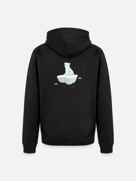 Träumender Eisbär auf einer Eisscholle - Unisex Premium Bio Zip Hoodie - Schwarz