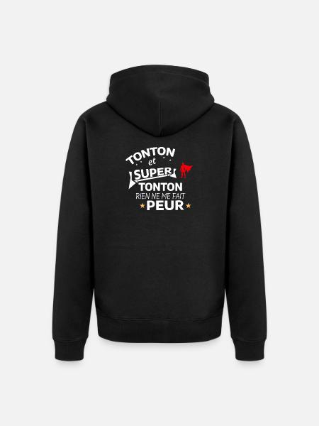 Humorous Tribute from Super Tonton - Unisex Premium Organic Zip Hoodie - black