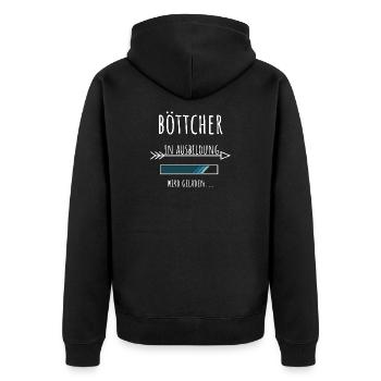 Böttcher Ausbildung Beruf Geschenk - Unisex Premium Bio Zip Hoodie - Schwarz - Hinten - Nico (187cm)