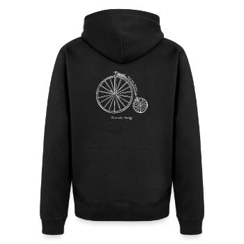 Vintage Bicycle Renewable Energy - Unisex Premium Organic Zip Hoodie - black - Back - Nico (187cm)