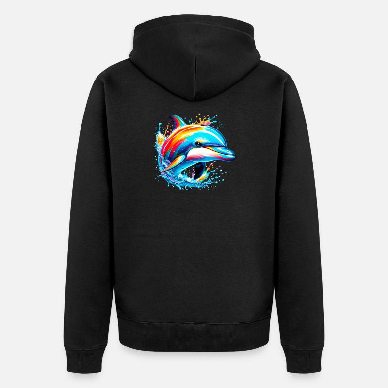 Delfin - Unisex Premium Bio Zip Hoodie - Schwarz