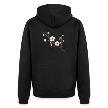 Branche de fleur de prunier – élégance délicate au printemps - Veste à capuche bio Premium Unisexe - noir - Dos - Nico (187cm)