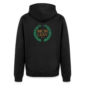 MCMLXXV - 1975 - Unisex Premium Organic Zip Hoodie - black - Back - Nico (187cm)