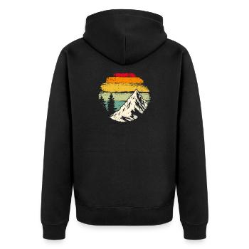Retro Sunset Ridge Mountain - Unisex Premium Organic Zip Hoodie - black - Back - Nico (187cm)