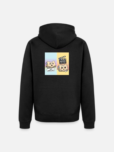 Book vs. Film – Funny Literature Motif - Unisex Premium Organic Zip Hoodie - black