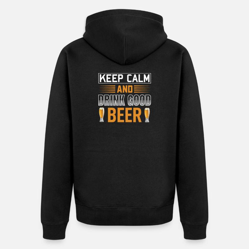 Restez calme, buvez de la bière - Veste à capuche bio Premium Unisexe - noir
